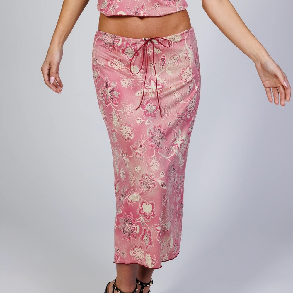 Bella Venice Pink Floral Midi Skirt